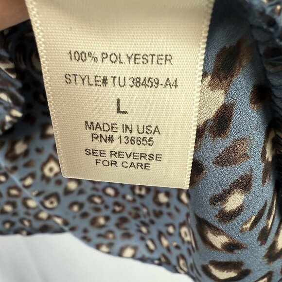 West Kei Womens Topper Animal Print Tie Front Top Size Large Casual Multicolor - Picture 6 of 7